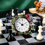 Mini Tabletop Clock, Decorative Vintage Floral Metal Table Clock with Battery Operated for Bedside, Table, Living Room, Home and Office