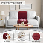 Reclining Sectional Couch Covers 100% Waterproof L Shape Recliner Couch Covers for Sofa Pets Washable Anti Slip 1 Additional Couch Cover for Reclining Couch (Additional Seat, Wine Red)