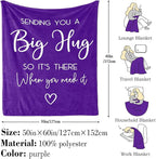 Pubrave Inspirational Gifts for Women, Get Well/Thinking of You/Cheer Up/Birthday Gifts for Women/Girls, Hug/Love Blanket Purple 60x50in
