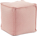 Howard Elliott Square Pouf Ottoman Foot Rest With Cover, Round Stuffed Filled Foot Stool, Fluffy Compact & Comfortable Soft Seating for Living Room & Bedroom, 20 x 20 x 18 Inch, Rhubarb