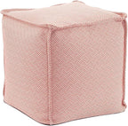 Howard Elliott Square Pouf Ottoman Foot Rest With Cover, Round Stuffed Filled Foot Stool, Fluffy Compact & Comfortable Soft Seating for Living Room & Bedroom, 20 x 20 x 18 Inch, Rhubarb