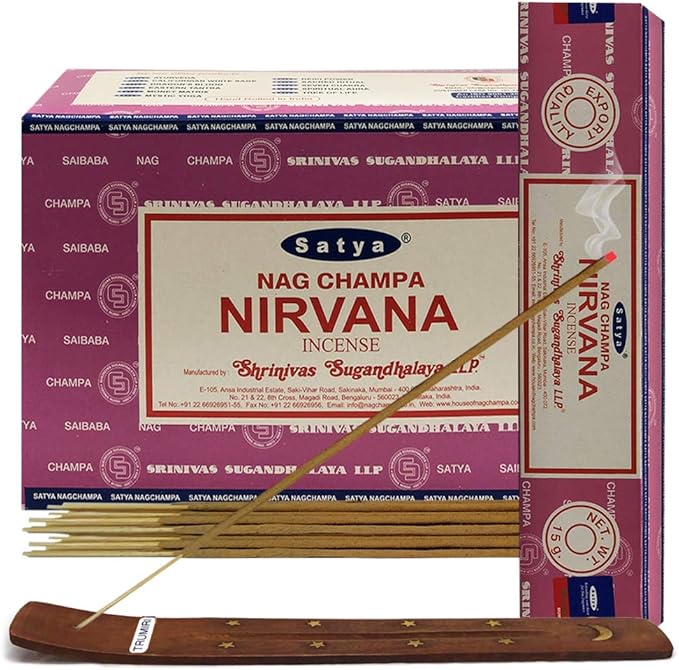 Nirvana Incense Sticks and Incense Stick Holder Bundle Insence Satya Incense
