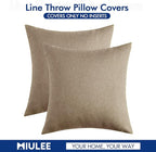 MIULEE Pack of 2 Decorative Outdoor Solid Waterproof Throw Pillow Covers Faux Linen Garden Farmhouse Cushion Cases for Patio Tent Balcony Couch Sofa 16x16 Inch Taupe Grey