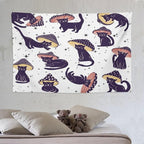 VUMIVI Funny Cat Mushroom Tapestry Retro 70s Hippie Style Cute Black Kitten Star Aesthetic Art Print Tapestry Wall Hanging for Living Room Bedroom Dorm Classroom Aesthetic Decor W90xL60in