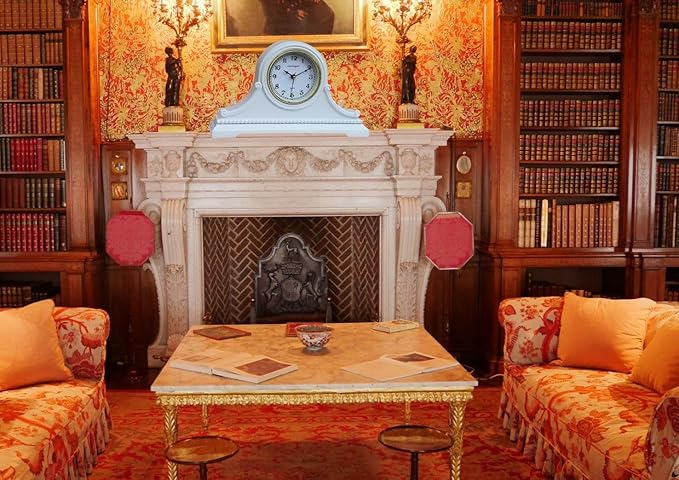 Mantel Clocks, Battery Operated, Silent Wood Table Clock with Westminster Chimes On The Hour, Solid Wooden Shelf Chiming Mantle Clock, 9" x 16" x 3" (White - Arabic Numerals)