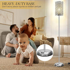 GyroVu Crystal Floor Lamp, Elegant Standing Lamp Modern Floor Lamp Silver Finish Tall Pole Lamp Accent Light with On/Off Foot Switch for Living Room, Girl Bedroom, Dresser, Office