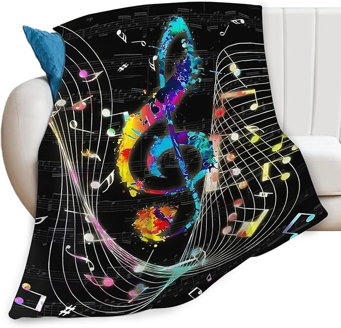 Music Blanket for Girls Women Music Notes Lovers Gifts for Boys Men Lightweight Fuzzy Throw Blanket Cozy Plush Flannel Fleece Blankets for Bed Decor 40"x50"