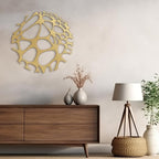SIGNLEADER Metal Wall Art Decor Abstract Circle Minimalist Modern Abstract Wall Sculpture Hangings Home Decoration for Living Room, Bedroom, Bathroom, Kitchen, Outdoor - 18" Gold