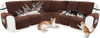 Reclining Sectional Couch Covers 100% Waterproof Velvet L Shape Recliner Couch Covers for Sofa Washable Anti Slip Recliner Slipcovers with Pockets (5 Seat Sofa with 2 Console, Dark Coffee)