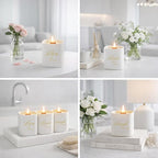 Set of 3 Premium Scented Soy Candles Gift Set | One Life Collection - Orange Blossom, White Tea & White Bloom | Crackling Wood Wick | Luxury Candle Set for Relaxation, Home Décor & Gifts | 9.8oz Each