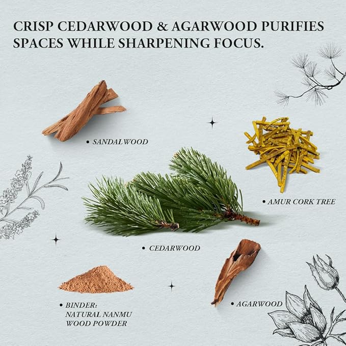 Cedarwood Incense Sticks – Innergy Natural Wood Aroma, Meditation & Mindfulness Incense, Forest-Inspired Calming Scent