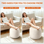 Pouf Ottoman Foot Rest, Comfortable & Soft, Round Footstool for Living Room, Bedroom, Office, Room Decoration, Corduroy Foot Stool Pouf with Odorless & Anti-Clump Filling, Large Beige