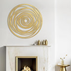 SIGNLEADER Metal Wall Art Decor Abstract Geometric Circles Minimalist Modern Abstract Wall Sculpture Hangings Home Decoration for Living Room, Bedroom, Bathroom, Kitchen, Outdoor - 18" Gold