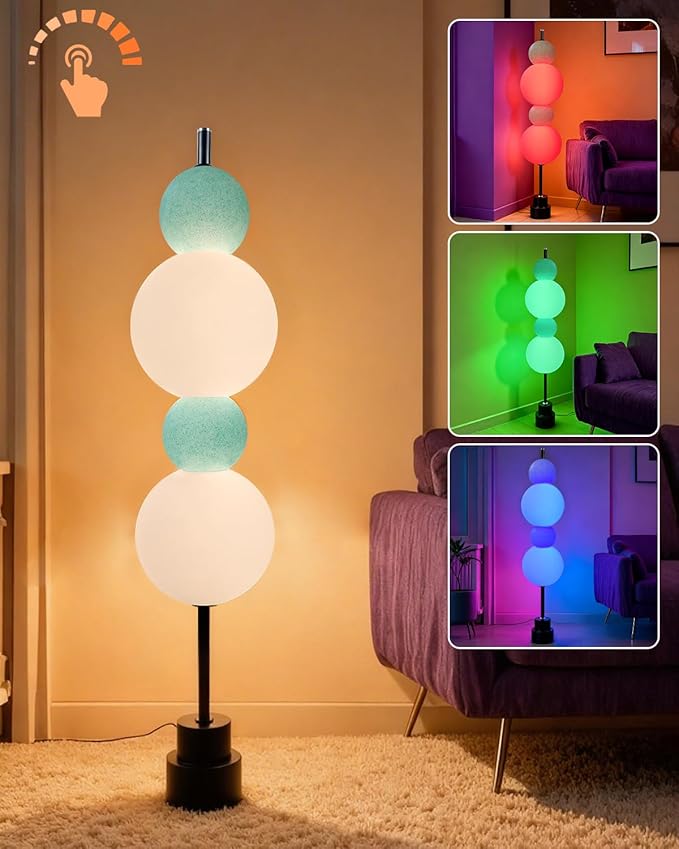 Lightdot RGB& 3000K Floor Lamp with Touch Control, Dimmable Colors Temperature, Globe Modern Floor Lamp with Smart Bulb Included, Blue Standing Lamps for Living Room/Sofa Beside/Corner Decor
