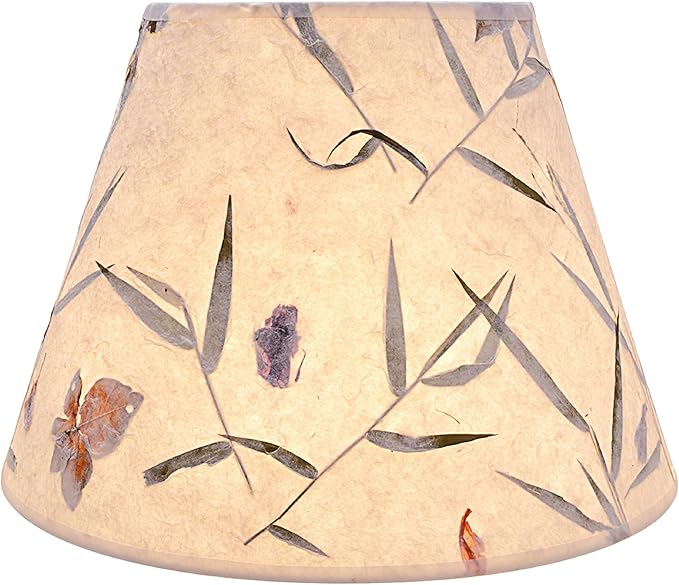 Aspen Creative 32688 Transitional Empire Shape Spider Construction Lamp Shade, Off White with Leaves and Petals in Paper, 7" Top x 13" Bottom x 9-1/2" Slant Height