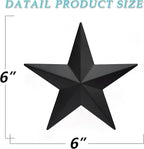 JoyEvy 6" 6pieces Per Set Black Metal Barn Star Wall Decor,Texas Stars Art,Metal Stars Rustic Vintage Western Country Farmhouse Home Indoor or Outdoor Decoration