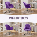 Warmiehomy Desk Chair, Velvet Office Chair for Home Office, Comfy Vanity Chair, Girl Cute Makeup Chair with Arm Rest for Bedroom Dressing Room, Purple