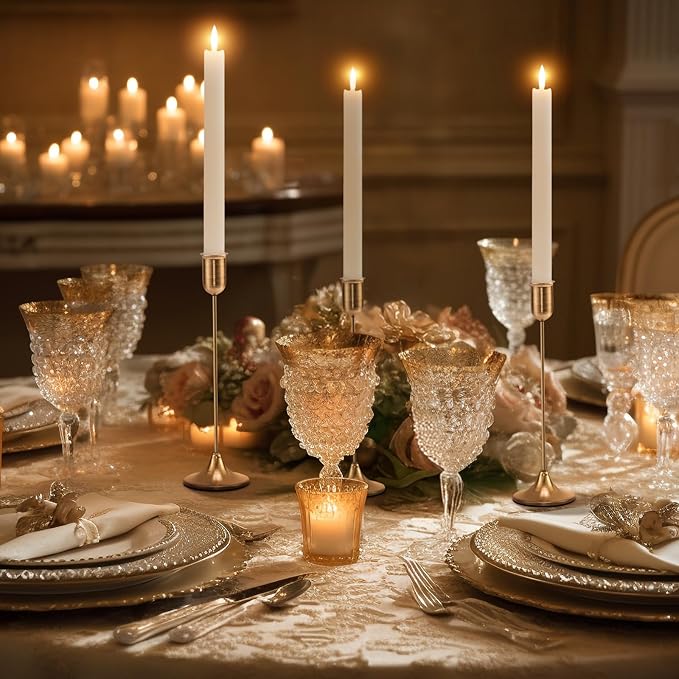 Candlestick Holders, Taper Candle Holders Set of 3, Gold Vintage Candle Sticks Holder Decor for Table Centerpiece, Fireplace Mantel, Weddings, Housewarming & Christmas Décor