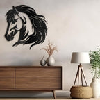SIGNLEADER Metal Wall Art Decor Horse Minimalist Modern Abstract Wall Sculpture Hangings Home Decoration for Living Room, Bedroom, Bathroom, Kitchen, Outdoor - 24" Black