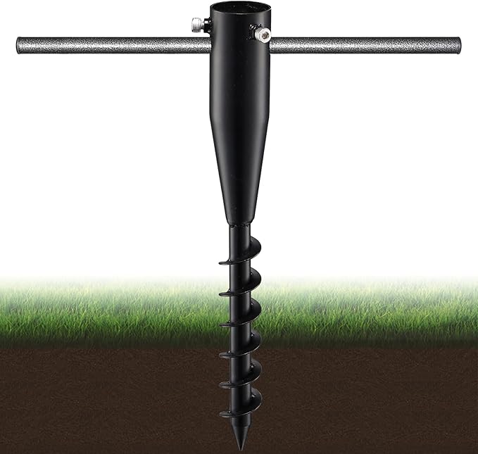 Umbrella Stands for Outside, Heavy Duty Beach Umbrella Sand Anchor Metal Outdoor Umbrella Base In Ground Umbrella Holder Stand No Dig Screw In Ground Anchor