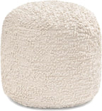 Anji Mountain 100% Handmade & Handcrafted Comfortable Home Décor Pouf Ottoman Footrest for Living Room, Bedroom, Nursery, Kidsroom, Patio Furniture - (22" x 22" x 17" - Ivory)
