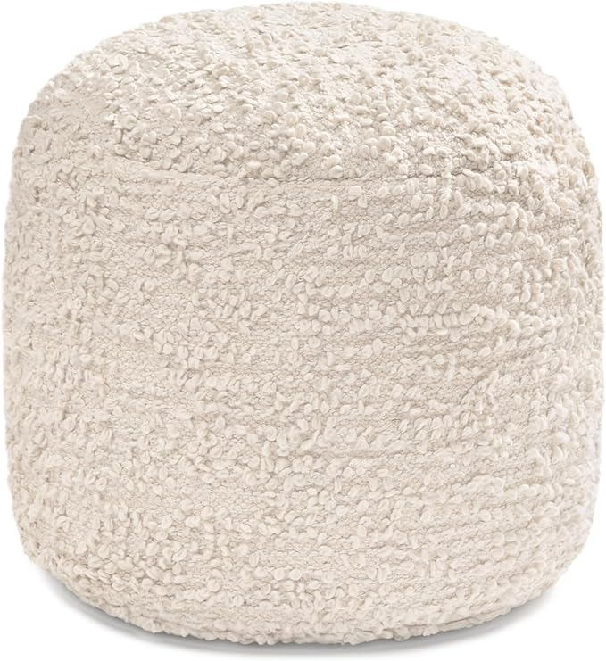 Anji Mountain 100% Handmade & Handcrafted Comfortable Home Décor Pouf Ottoman Footrest for Living Room, Bedroom, Nursery, Kidsroom, Patio Furniture - (22" x 22" x 17" - Ivory)