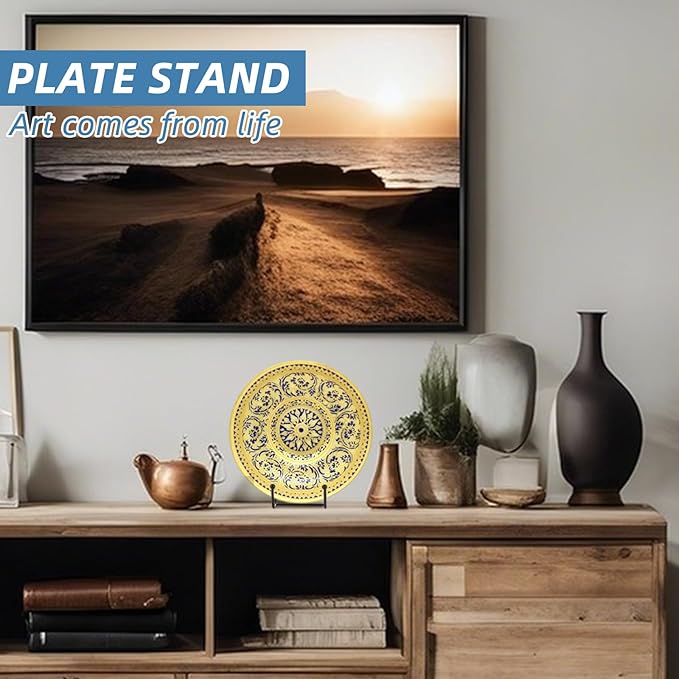 DAJAVE 20 Pack 6 Inch Plate Stands for Display, Metal Picture Stand Frame Holder, Black Plate Holder for Displaying Picture, Book, Decorative Dish, Tabletop Art
