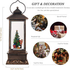 Christmas Snow Globe Lantern Crystal Glitter Lantern Features 8 Songs and 6-Hour Timer Function Ideal for Holiday Decorations and Gifts USB and Battery-Powered Snow Globe (Christmas Tree)