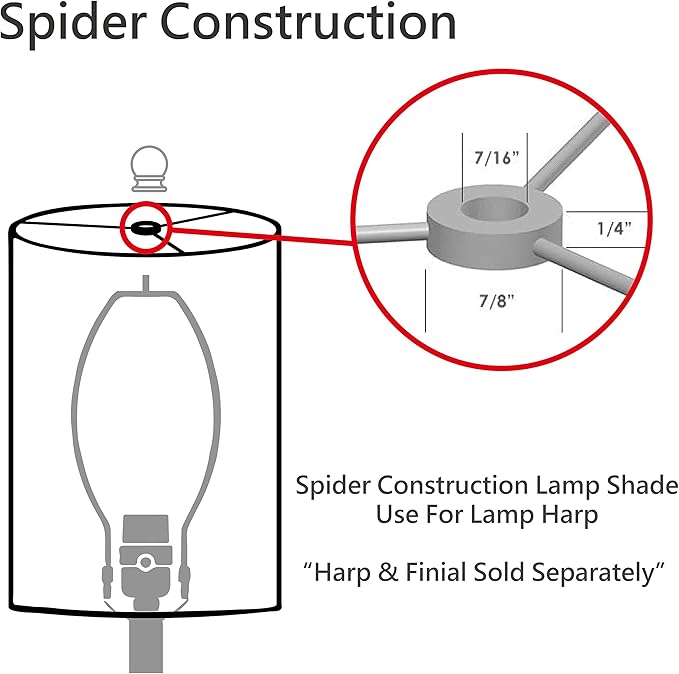 Aspen Creative 32190 Transitional Empire Shape Spider Construction Lamp Shade, Off White, 7" Top x 13" Bottom x 9-1/2" Slant Height