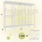 Raybee Clothing Racks for Hanging Clothes,Heavy Duty Clothes Rack with Shelves,Portable Closet Adjustable,76" W x 77" H x 18" D,Max Load 1150lbs,White