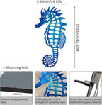 LiveInUrban Coastal Wall Art Seahorse Metal Wall Sculptures, Ocean Beach Themed Metal Hanging Home Decoration 15.8"x12.1"