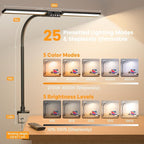 Upgraded LED Desk Lamp for Home Office with RGB, Rotatable Computer Desk Light with Remote, Tall Table Lamp with Clamp for Working, Dimmable Dual Head Task Lighting for Monitor PC, 22W