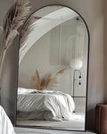 Antok Full Length Mirror, 72"x44" Floor Mirror, Arched Floor Standing Freestanding Arch Full Body Mirrors with Stand for Bedroom, Hanging Mounted for Living Room Cloakroom,Black