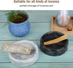 Marble Incense Holder - Handmade Burner with 9 Holes, Suitable for Meditation, Smudging and Decoration (White)