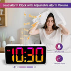 DreamSky Large Digital Alarm Clock Big Numbers for Seniors & Visually Impaired, RGB 9 Inches Desk Clock for Bedroom, Dimmable Jumbo Display, USB Ports, Loud Alarm for Heavy Sleepers, Adjustable Volume