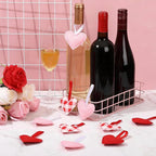 Syhood 12 Pcs Valentine's Day Felt Heart Ornaments Hanging Tree Decor for Wedding, Anniversary, Christmas Party Supplies, Winter Home Decorations(Pink and Red,Elegant Style)