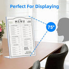 30 Pack Acrylic Sign Holder 8.5 x 11, Clear Plastic Display Stands for Tabletop, L-Shape Acrylic Stands for Flyers, Documents, Office, Restaurants, Vertical Sign Holder 8.5x11 for Desktop