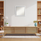 Amanti Art White Wall Mirror 22x22 Morgan White Blue Square Bathroom Mirror for Wall Decor Living Room, Medium Modern Wood Frame, Hangs Horizonally and Vertically, Bathroom Decor, Beveled Edge