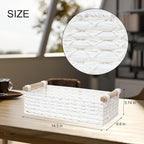 Small Storage Basket Wicker Baskets for Organizing with Handle Decorative Storage Bins for Countertop Toilet Paper Basket for Toilet Tank Top Small Baskets Set,White
