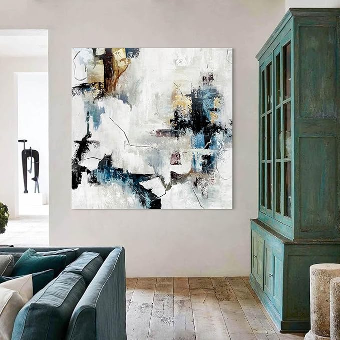 Abstract Canvas Art Wall Decor Living Room Office Wall Art Bedroom Yellow Pictures for Bedroom Beige Framed Artwork for Walls Home Decorations