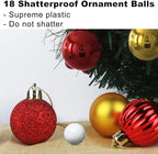 Red & Gold 3.2" Large Christmas Balls - Christmas Tree Decoration Ornaments Shatterproof Hanging Balls for Birthday Halloween Holiday Wedding Decorations Set of 18pcs