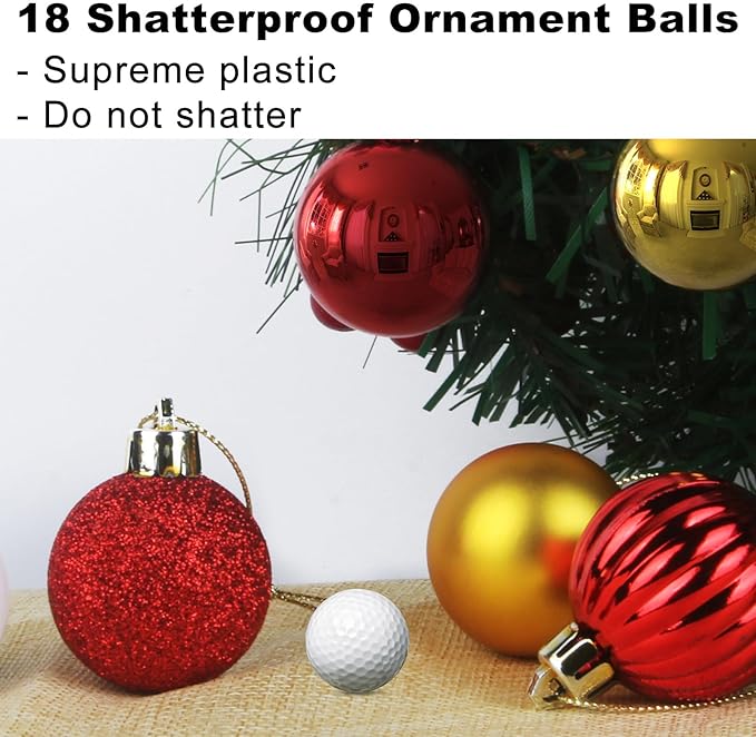 Red & Gold 3.2" Large Christmas Balls - Christmas Tree Decoration Ornaments Shatterproof Hanging Balls for Birthday Halloween Holiday Wedding Decorations Set of 18pcs