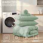 Sasttie Twin XL Comforter Set, 5-Piece Bed in a Bag, Pintuck Bedding Set for All Season, Includes Comforter, Flat Sheet, Fitted Sheet, Pillowcase and Pillowsham, Sage