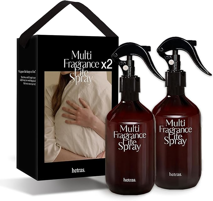 hetras Multi Fragrance Life Spray 10.14 fl oz x 2 Pack | Hug Soap - Cozy & Clean Scent | Non-Aerosol Odor Freshener Room Mist for Room, Closet, Fabric | Infused with Essential Oils