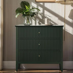 Large Green 3 Drawer Dresser, Painted 30 Inch Tall Wood Nightstand with Storage, Wide Modern Chest of Drawers with Ball Bearing Slide for Bedroom Hallway Living Room Entryway Office