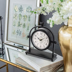 MODE HOME Vintage Farmhouse Table Clock with Bird Topper, Silent Non-Ticking Mantel Clock with Closable Back Cover, Black Iron Decorative Desk Clock for Living Room, Fireplace Mantel & Bedroom, 8 Inch