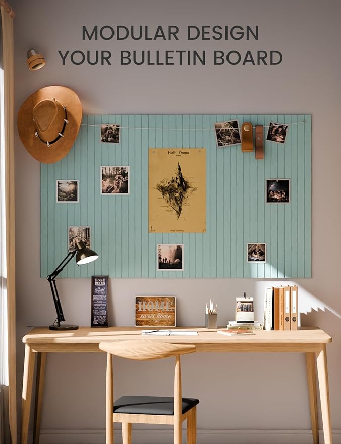 Large Felt Bulletin Board 36"x24" Cork Board Alternative - 6 Pack with 40 Safe Removable Adhesive Tabs, Cork Boards for Walls Cork Board for Home Office Classroom Pin Board-Teal Blue
