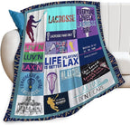 Lacrosse Throw Blanket for Women Girls, Lacrosse Sport Fleece Blankets Lightweight Fuzzy Cozy Plush Flannel Fleece Decor for Bed Sofa 60"x80"