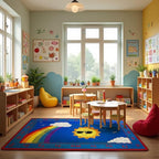 KIDCARPET.COM Shine Bright Learning Rainbow Rug 7'6" x 12' Rectangle for School or Classroom | Kids Learning Numbers, Colors & Alphabets | Playroom Area Rug