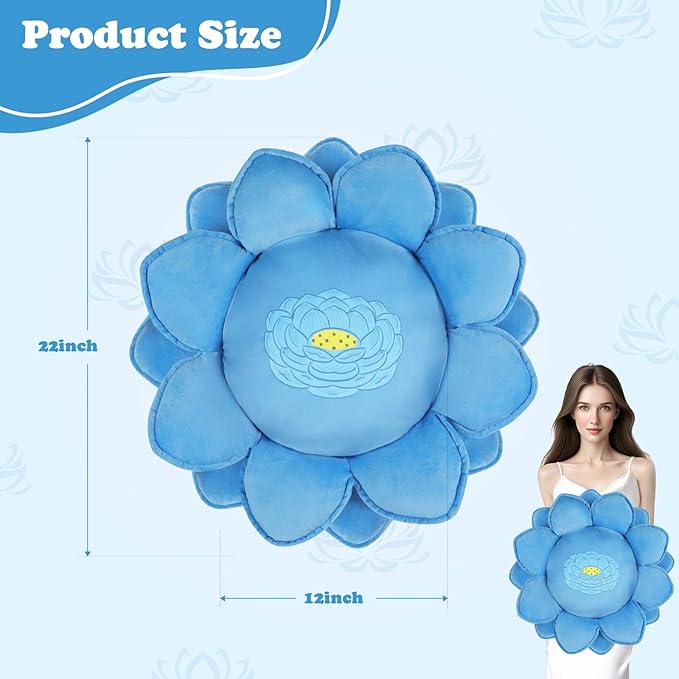 Lotus Flower Floor Pillows, Large Cushion Inspired by Lotus Flower Design, Decorative Seating for Living Room, Bedroom, and Lounge, Soft Washable Floor Cushion for Relaxation, and Family Activities